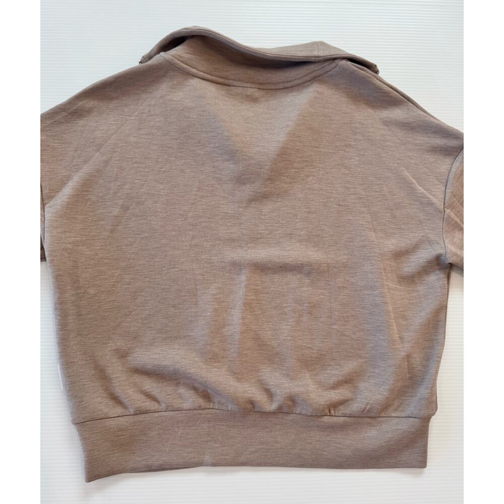 Varley Hawley Half Zip Sweat XS Taupe Marl Double Soft Oversized Pullover Cozy - Picture 16 of 16